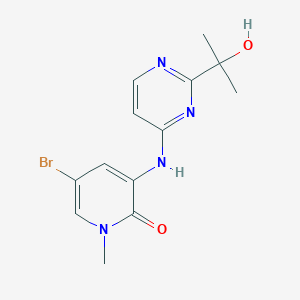 molecular formula C13H15BrN4O2 B8346383 5-Bromo-3-(2-(2-hydroxypropan-2-yl)pyrimidin-4-ylamino)-1-methylpyridin-2(1H)-one CAS No. 1434053-15-2