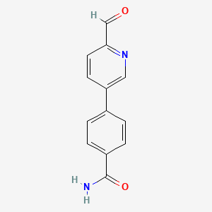molecular formula C13H10N2O2 B8346439 4-(6-Formylpyridin-3-yl)benzamide 