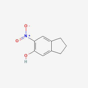 molecular formula C9H9NO3 B8346547 6-Nitro-2,3-dihydro-1H-inden-5-ol 