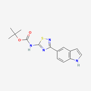 molecular formula C15H16N4O2S B8346648 tert-butyl (3-(1H-indol-5-yl)-1,2,4-thiadiazol-5-yl)carbamate 