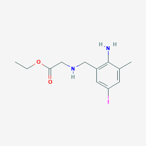 molecular formula C12H17IN2O2 B8347443 Ethyl N-(2-amino-5-iodo-3-methylbenzyl)glycinate 