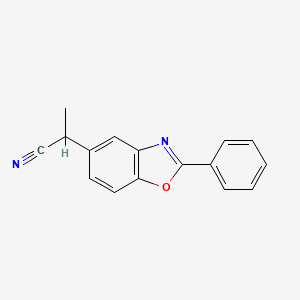 molecular formula C16H12N2O B8347795 alpha-Methyl-2-phenyl-5-benzoxazoleacetonitrile CAS No. 51234-25-4