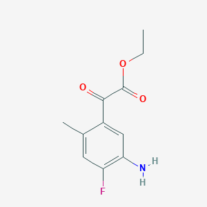 molecular formula C11H12FNO3 B8347987 Ethyl 2-(5-amino-4-fluoro-2-methylphenyl)-2-oxoacetate 