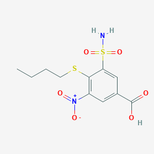 molecular formula C11H14N2O6S2 B8348033 4-n-Butylthio-3-nitro-5-sulphamyl-benzoic acid 