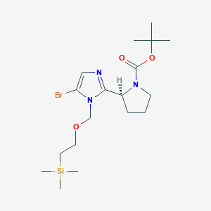 molecular formula C18H32BrN3O3Si B8348068 (S)-tert-butyl 2-(5-bromo-1-((2-(trimethylsilyl)ethoxy)methyl)-1H-imidazol-2-yl)pyrrolidine-1-carboxylate 