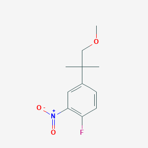 molecular formula C11H14FNO3 B8348267 Fluoro-4-(1-methoxy-2-methylpropan-2-yl)-2-nitrobenzene 