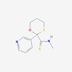 molecular formula C11H14N2OS2 B8348826 N-methyl-2-pyridin-3-yl-1,3-oxathiane-2-carbothioamide 
