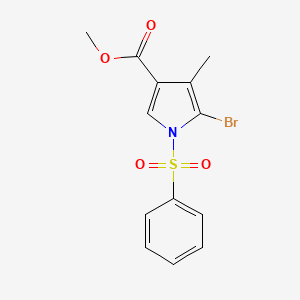 molecular formula C13H12BrNO4S B8349098 Methyl 5-bromo-4-methyl-1-(phenylsulfonyl)-1H-pyrrole-3-carboxylate 