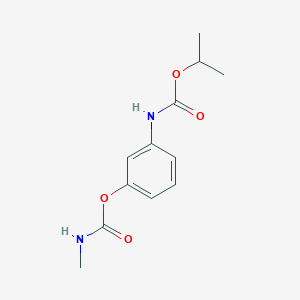 molecular formula C12H16N2O4 B083509 CARBANILIC ACID, m-HYDROXY-, ISOPROPYL ESTER, METHYLCARBAMATE (ester) CAS No. 13684-90-7