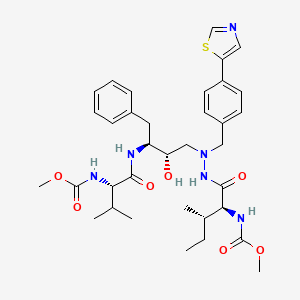 molecular formula C35H48N6O7S B8351255 2,5,6,10,13-Pentaazatetradecanedioic acid, 8-hydroxy-12-(1-methylethyl)-3-(1-methylpropyl)-4,11-dioxo-9-(phenylmethyl)-6-((4-(5-thiazolyl)phenyl)methyl)-, dimethyl ester, (3S-(3R*(R*),8R*,9R*,12R*))- CAS No. 198903-94-5