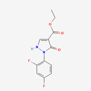 molecular formula C12H10F2N2O3 B8351341 ethyl 2-(2,4-difluorophenyl)-3-oxo-2,3-dihydro-1H-pyrazole-4-carboxylate 