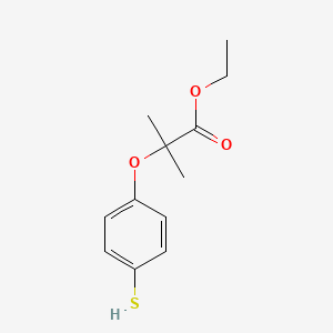 molecular formula C12H16O3S B8351672 Ethyl 2-methyl-2-(4-sulfanylphenoxy)propanoate 