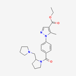 Ethyl 5-methyl-1-[4-[2-(pyrrolidin-1-ylmethyl)pyrrolidine-1-carbonyl]phenyl]pyrazole-4-carboxylate