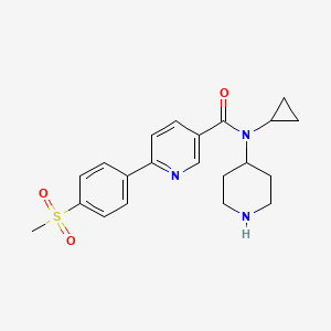 molecular formula C21H25N3O3S B8353215 N-Cyclopropyl-6-(4-methanesulfonyl-phenyl)-N-piperidin-4-yl-nicotinamide 
