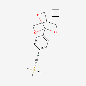 molecular formula C20H26O3Si B8353330 Silane, ((4-(4-cyclobutyl-2,6,7-trioxabicyclo(2.2.2)oct-1-yl)phenyl)ethyl)trimethyl- CAS No. 131505-41-4