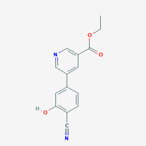 molecular formula C15H12N2O3 B8353941 5-(4-Cyano-3-hydroxy-phenyl)-nicotinic acid ethyl ester 