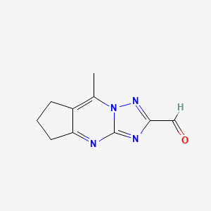 molecular formula C10H10N4O B8353961 8-Methyl-6,7-dihydro-5H-cyclopenta[d][1,2,4]triazolo[-1,5-a]pyrimidine-2-carbaldehyde 