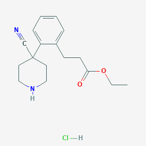 Ethyl 3-(2-(4-cyanopiperidin-4-yl)phenyl)propanoate hydrochloride