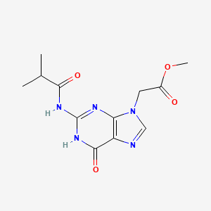 molecular formula C12H15N5O4 B8354793 methyl 2-[2-(2-methylpropanoylamino)-6-oxo-1H-purin-9-yl]acetate 