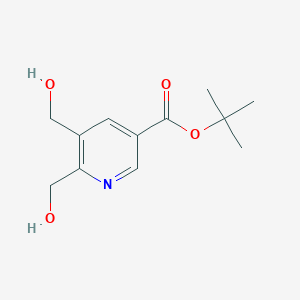 molecular formula C12H17NO4 B8355165 Tert-butyl 5,6-bis(hydroxymethyl)nicotinate 