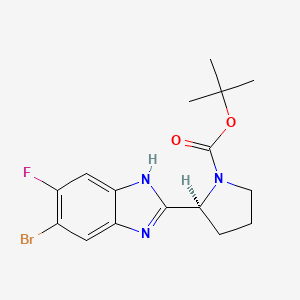 molecular formula C16H19BrFN3O2 B8355171 tert-Butyl (S)-2-(6-bromo-5-fluoro-1H-benzo[d]imidazol-2-yl)pyrrolidine-1-carboxylate 