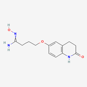 molecular formula C13H17N3O3 B8355306 N'-hydroxy-4-[(2-oxo-3,4-dihydro-1H-quinolin-6-yl)oxy]butanimidamide 
