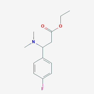 molecular formula C13H18FNO2 B8356727 Ethyl 3-dimethylamino-3-(4-fluorophenyl)propionate 