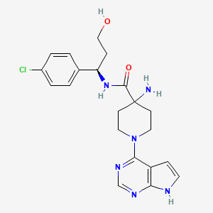 molecular formula C21H25ClN6O2 B8357565 (R)-4-amino-N-(1-(4-chlorophenyl)-3-hydroxypropyl)-1-(7H-pyrrolo[2,3-d]pyrimidin-4-yl)piperidine-4-carboxamide 