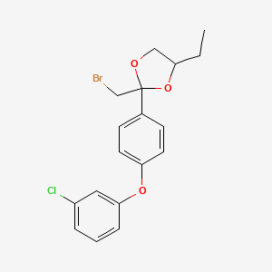 molecular formula C18H18BrClO3 B8357596 2-(Bromomethyl)-2-[4-(3-chlorophenoxy)phenyl]-4-ethyl-1,3-dioxolane CAS No. 92750-98-6