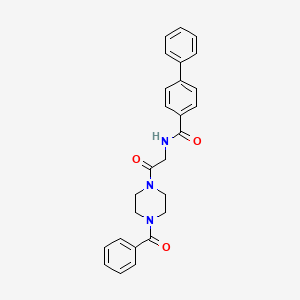 molecular formula C26H25N3O3 B8357751 Biphenyl-4-carboxylicacid {2-[4-benzoyl-piperazin-1-yl]-2-oxo-ethyl}-amide 
