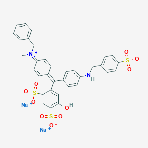molecular formula C34H28N2Na2O10S3 B083581 Disodium;4-[[4-[benzyl(methyl)azaniumylidene]cyclohexa-2,5-dien-1-ylidene]-[4-[(4-sulfonatophenyl)methylamino]phenyl]methyl]-6-hydroxybenzene-1,3-disulfonate CAS No. 12777-77-4