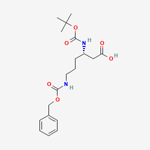 molecular formula C19H28N2O6 B8358376 Hexanoic acid, 3-[[(1,1-dimethylethoxy)carbonyl]amino]-6-[[(phenylmethoxy)carbonyl]amino]-, (3S)- 