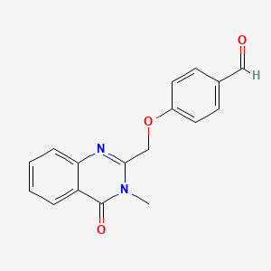 molecular formula C17H14N2O3 B8359433 4-[[3-Methyl-4-oxo-3,4-dihydro-2-quinazolinyl]methoxy]benzaldehyde 