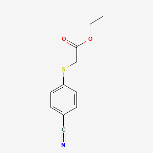 molecular formula C11H11NO2S B8359503 Ethyl 2-(4-cyanophenyl thio)acetate 