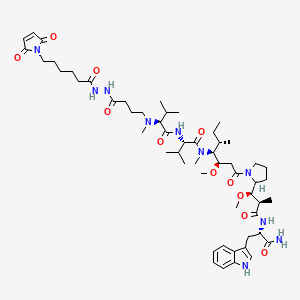 (2S)-N-[(3R,4S,5S)-1-[(2S)-2-[(1R,2R)-3-[[(2S)-1-amino-3-(1H-indol-3-yl)-1-oxopropan-2-yl]amino]-1-methoxy-2-methyl-3-oxopropyl]pyrrolidin-1-yl]-3-methoxy-5-methyl-1-oxoheptan-4-yl]-2-[[(2S)-2-[[4-[2-[6-(2,5-dioxopyrrol-1-yl)hexanoyl]hydrazinyl]-4-oxobutyl]-methylamino]-3-methylbutanoyl]amino]-N,3-dimethylbutanamide