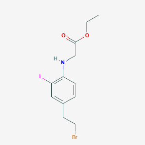 molecular formula C12H15BrINO2 B8360124 ethyl N-[4-(2-bromoethyl)-2-iodophenyl]aminoacetate 