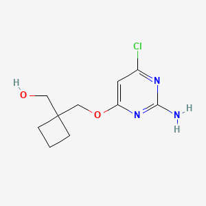 molecular formula C10H14ClN3O2 B8360363 (1-(((2-Amino-6-chloro-4-pyrimidinyl)oxy)methyl)cyclobutyl)methanol 