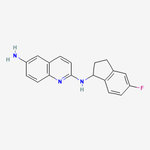 molecular formula C18H16FN3 B8360377 Rac-n2-(5-fluoro-indan-1-yl)-quinoline-2,6-diamine 