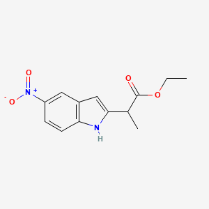 molecular formula C13H14N2O4 B8360896 ethyl 2-(5-nitro-1H-indol-2-yl)propanoate 