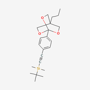 molecular formula C22H32O3Si B8360926 Silane, (1,1-dimethylethyl)dimethyl((4-(4-propyl-2,6,7-trioxabicyclo(2.2.2)oct-1-yl)phenyl)ethynyl)- CAS No. 108613-98-5
