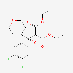 molecular formula C19H22Cl2O6 B8361117 diethyl 2-(4-(3,4-dichlorophenyl)-tetrahydro-2H-pyran-4-carbonyl)malonate 
