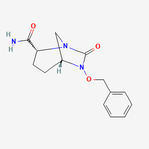 molecular formula C14H17N3O3 B8361760 trans-7-Oxo-6-(phenylmethoxy)-1,6-diazabicyclo[3.2.1]octane-2-carboxamide 