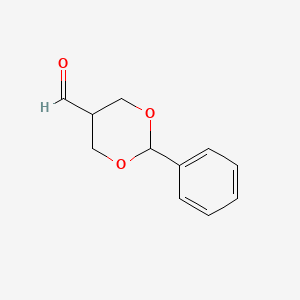 molecular formula C11H12O3 B8361979 2-Phenyl-1,3-dioxane-5-carbaldehyde 