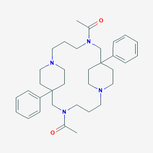 molecular formula C34H48N4O2 B083632 1,5,10,14-Tetraazatricyclo(14.2.2.2(sup 7,10))docosane, 5,14-diacetyl-7,16-diphenyl- CAS No. 13073-17-1