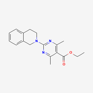 molecular formula C18H21N3O2 B8363412 ethyl 2-(3,4-dihydroisoquinolin-2(1H)-yl)-4,6-dimethylpyrimidine-5-carboxylate 