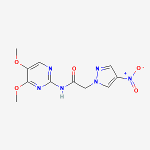 molecular formula C11H12N6O5 B8363432 N-(4,5-dimethoxypyrimidin-2-yl)-2-(4-nitro-1H-pyrazol-1-yl)acetamide 