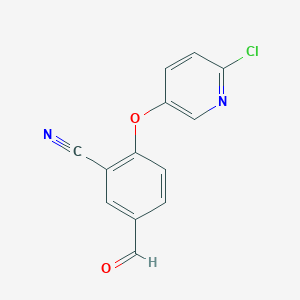molecular formula C13H7ClN2O2 B8363540 2-((6-Chloropyridin-3-yl)oxy)-5-formylbenzonitrile 