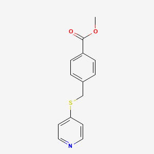 molecular formula C14H13NO2S B8364301 Methyl 4-((4-pyridinylthio)methyl)benzoate 