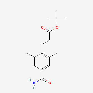 molecular formula C16H23NO3 B8365431 Tert-butyl 3-(2,6-dimethyl-4-carbamoylphenyl)propanoate 