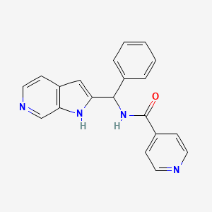 molecular formula C20H16N4O B8365969 N-[phenyl(1H-pyrrolo[2,3-c]pyridin-2-yl)methyl]isonicotinamide 